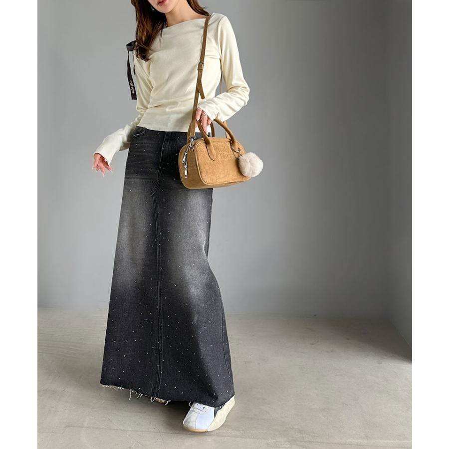 【mily bilet】ボトムス スカート レディース フレアスカート Aライン ビジューストーン付き きらめき 華やか シンプル ロングシーズン | classicalelf | 06