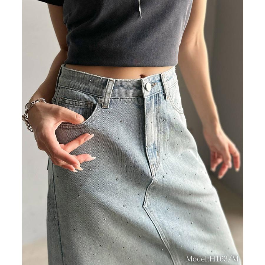 【mily bilet】ボトムス スカート レディース フレアスカート Aライン ビジューストーン付き きらめき 華やか シンプル ロングシーズン | classicalelf | 07