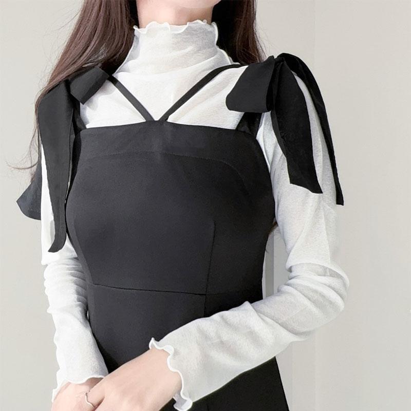 【mily bilet】ワンピース レディース キャミ ワンピース ロング丈 リボン 肩紐 アジャスター 裾 フレア スタイルアップ ツイル素材 | classicalelf