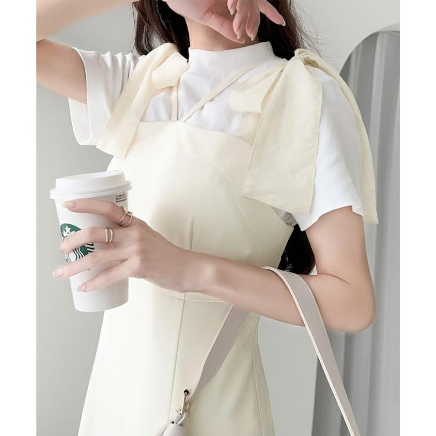 【mily bilet】ワンピース レディース キャミ ワンピース ロング丈 リボン 肩紐 アジャスター 裾 フレア スタイルアップ ツイル素材 | classicalelf | 11