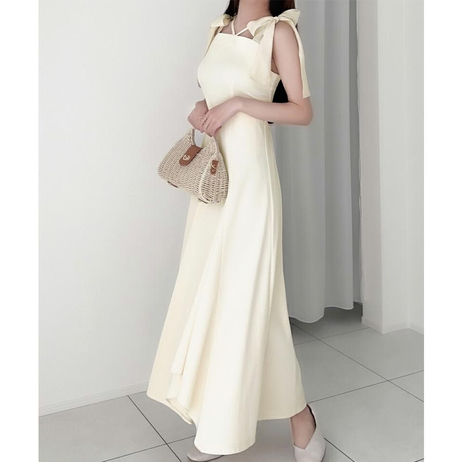 【mily bilet】ワンピース レディース キャミ ワンピース ロング丈 リボン 肩紐 アジャスター 裾 フレア スタイルアップ ツイル素材 | classicalelf | 14