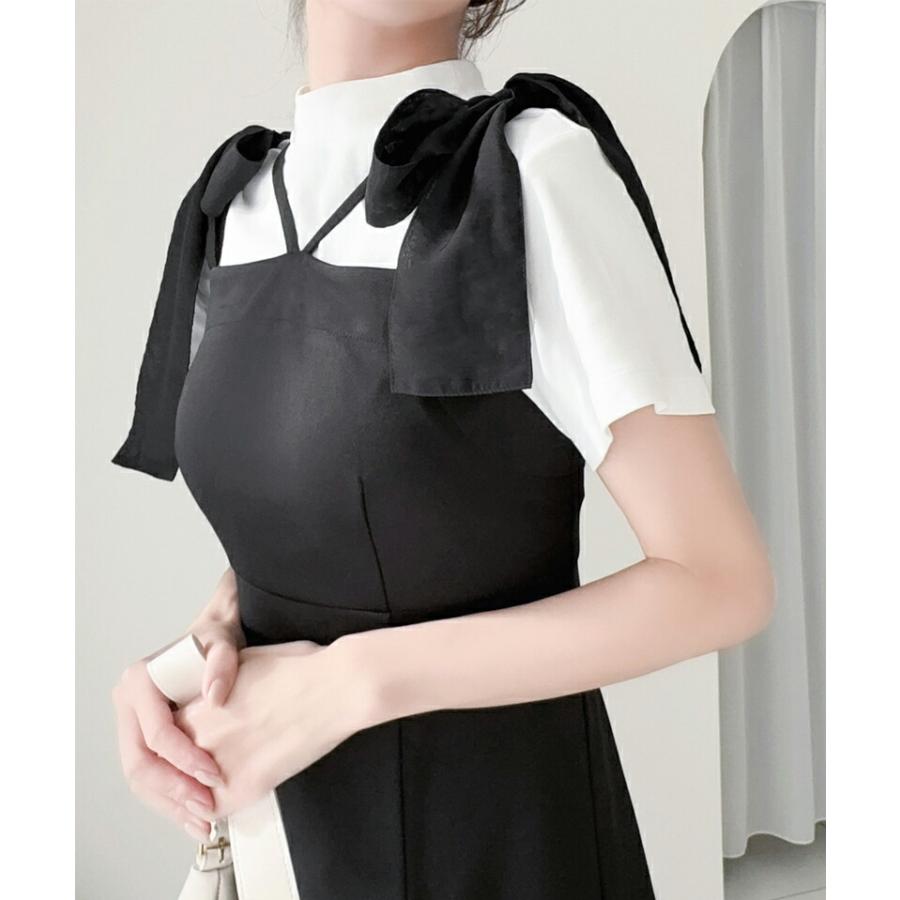 【mily bilet】ワンピース レディース キャミ ワンピース ロング丈 リボン 肩紐 アジャスター 裾 フレア スタイルアップ ツイル素材 | classicalelf | 04