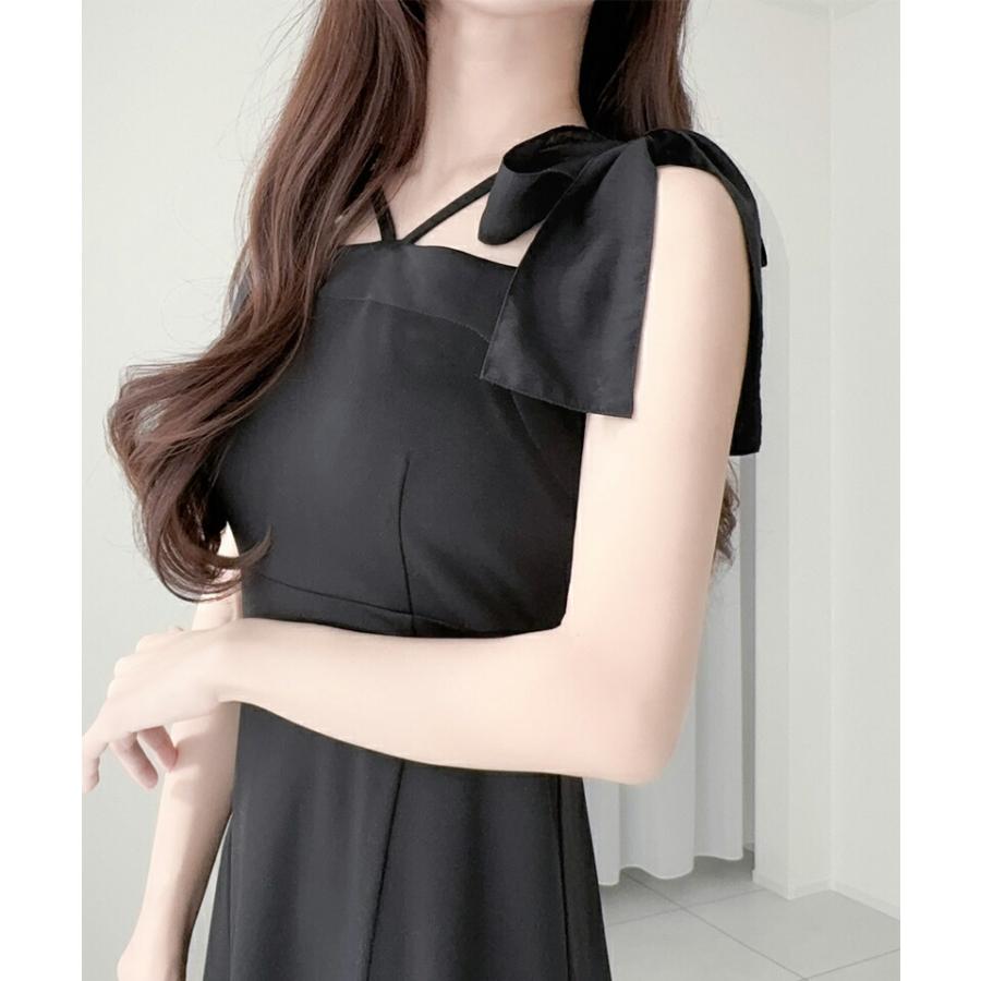 【mily bilet】ワンピース レディース キャミ ワンピース ロング丈 リボン 肩紐 アジャスター 裾 フレア スタイルアップ ツイル素材 | classicalelf | 07