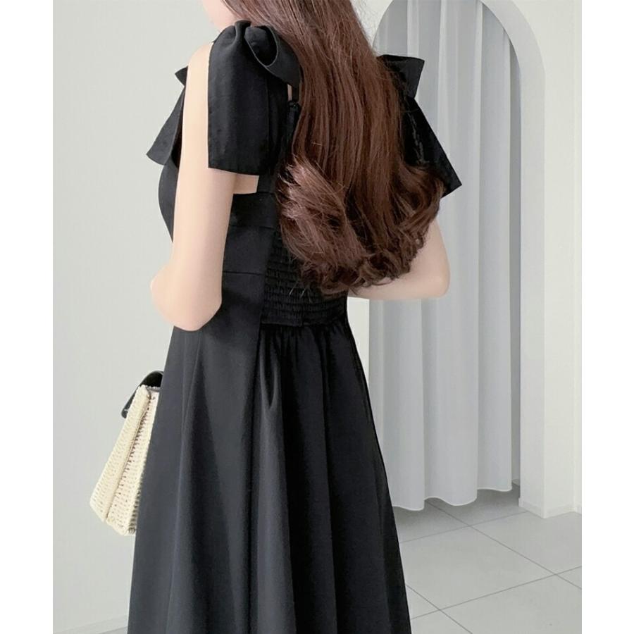 【mily bilet】ワンピース レディース キャミ ワンピース ロング丈 リボン 肩紐 アジャスター 裾 フレア スタイルアップ ツイル素材 | classicalelf | 08