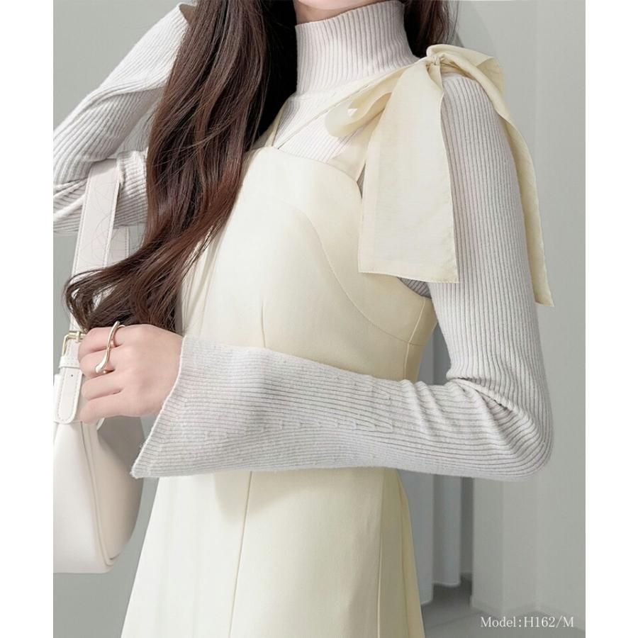 【mily bilet】ワンピース レディース キャミ ワンピース ロング丈 リボン 肩紐 アジャスター 裾 フレア スタイルアップ ツイル素材 | classicalelf | 09