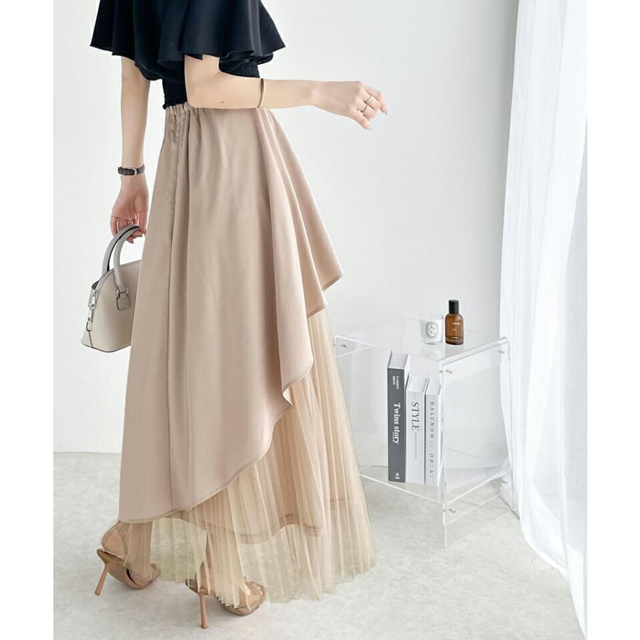 【mily bilet】 ボトムス スカート レディース アシメトリー フリル 使い プリーツ チュール 異素材組み合わせ SK ウエスト 後ろ ファスナー | classicalelf | 11