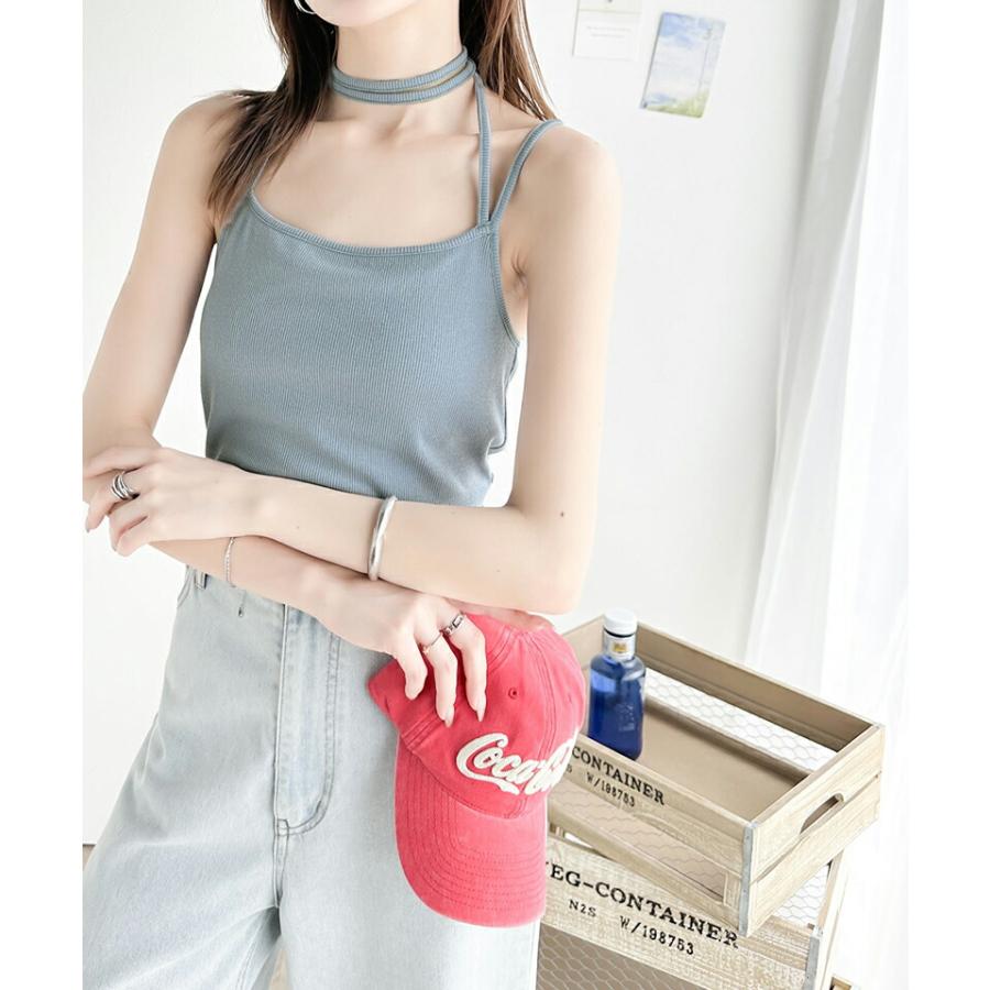 【mily bilet】 トップス キャミソール レディース チョーカー リボン 使い カップ 付き キャミ レイヤード テレコリブ素材 肩紐 アジャスター | classicalelf | 15