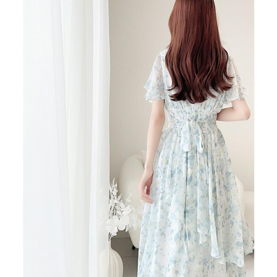 【mily bilet】 ワンピース レディース シフォン 楊柳 ムラ柄 ワンピ リボン タイ 付き ウエスト シャーリング ゴム 仕様 フレア シルエット | classicalelf | 11