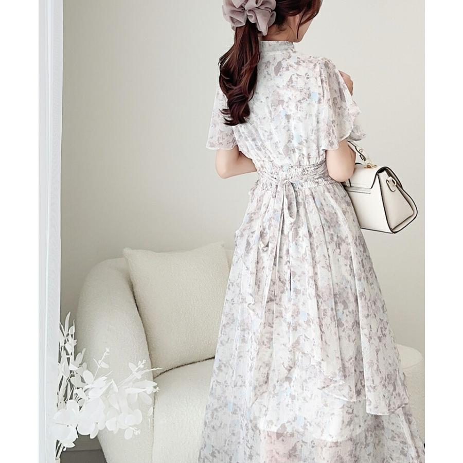 【mily bilet】 ワンピース レディース シフォン 楊柳 ムラ柄 ワンピ リボン タイ 付き ウエスト シャーリング ゴム 仕様 フレア シルエット | classicalelf | 15