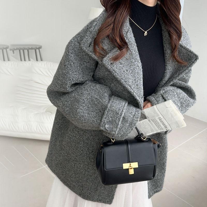 【mily bilet】アウター コート レディース ウールライク ニットコート スタンド 2way ベーシック カラーリング ミドル丈 ネック 暖か ゆったり | classicalelf