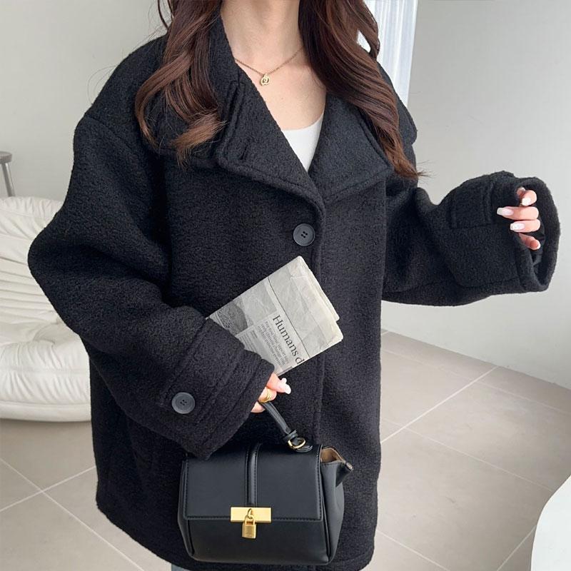 【mily bilet】アウター コート レディース ウールライク ニットコート スタンド 2way ベーシック カラーリング ミドル丈 ネック 暖か ゆったり | classicalelf | 15