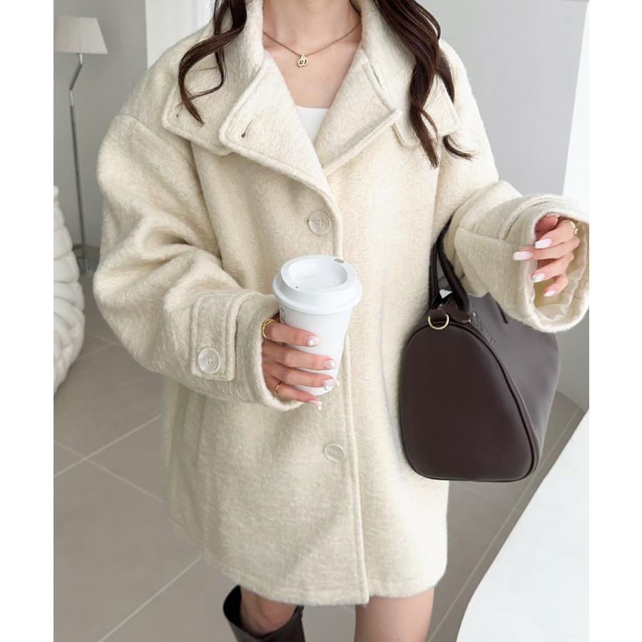 【mily bilet】ウールライクスタンド　ミドル丈コート mily bilet コート チェスターコート 「予約受付中」「mily