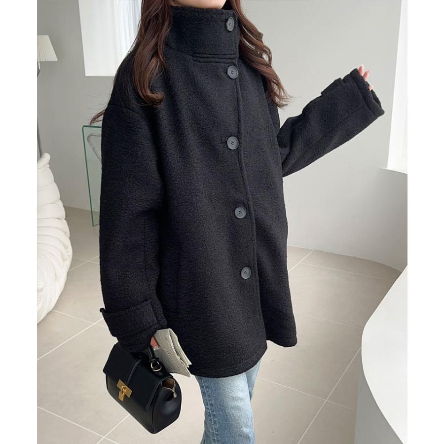 【mily bilet】アウター コート レディース ウールライク ニットコート スタンド 2way ベーシック カラーリング ミドル丈 ネック 暖か ゆったり | classicalelf | 08