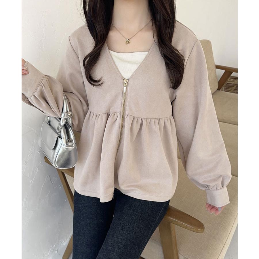 【mily bilet】 トップス カーディガン レディース スウェード ポンチ へプラム ダブル ジップ ジャケット 長袖 羽織り ロングシーズン | classicalelf | 11