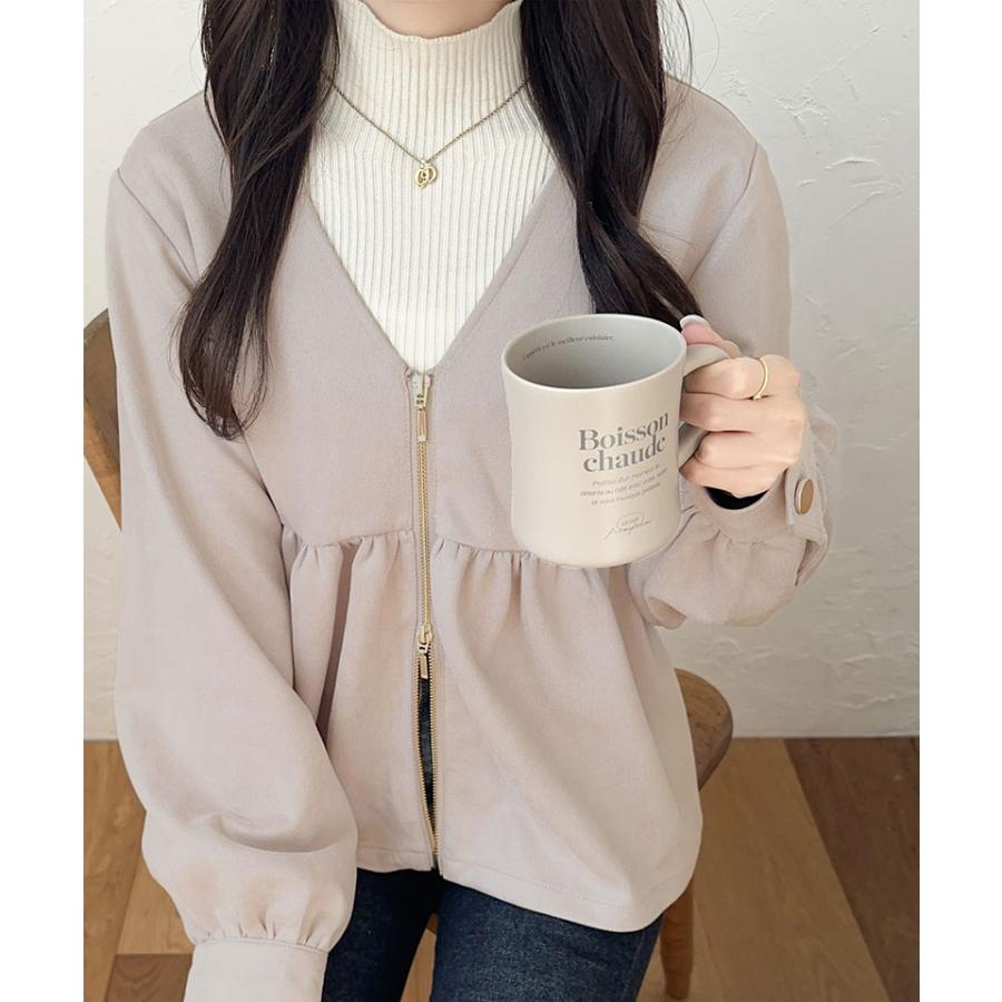 【mily bilet】 トップス カーディガン レディース スウェード ポンチ へプラム ダブル ジップ ジャケット 長袖 羽織り ロングシーズン | classicalelf | 12
