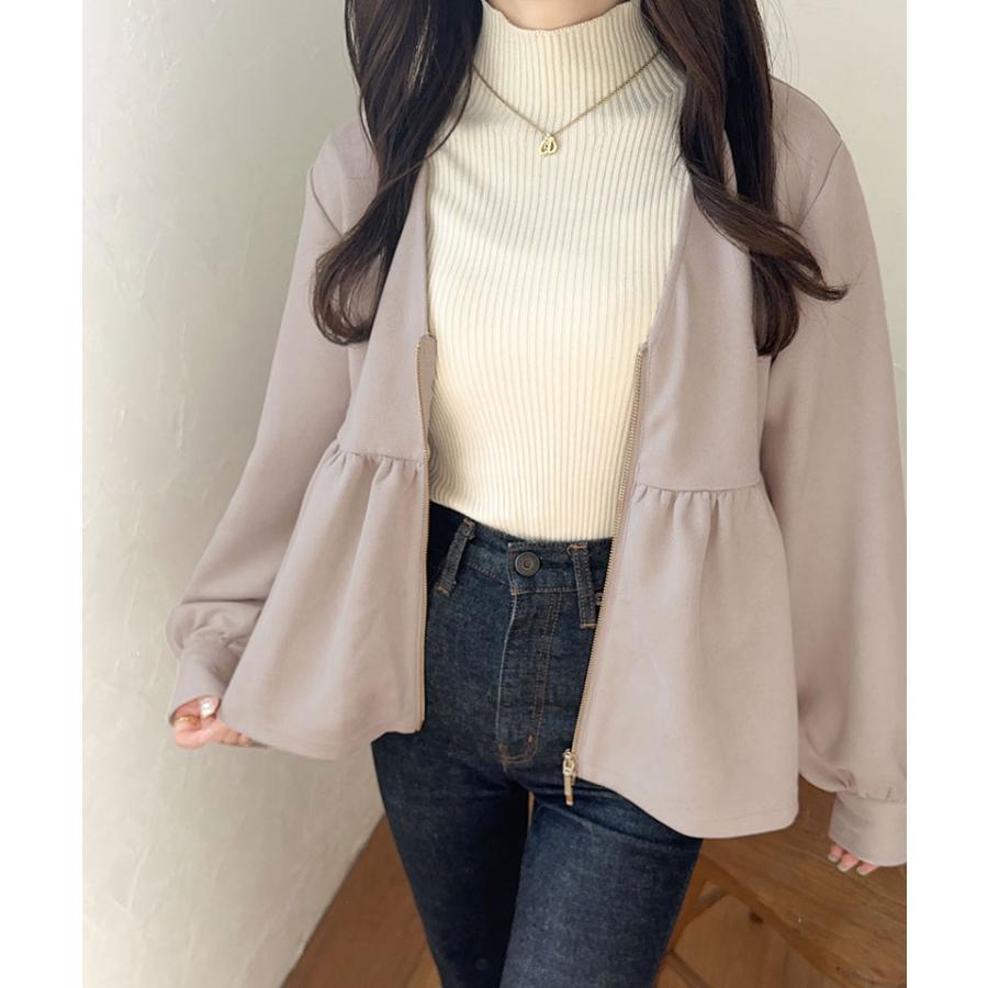 【mily bilet】 トップス カーディガン レディース スウェード ポンチ へプラム ダブル ジップ ジャケット 長袖 羽織り ロングシーズン | classicalelf | 09