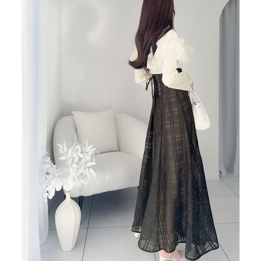 【mily bilet】ワンピース レディース フェミニン ドッキングワンピース チュールフリル シンプル 立体感 華やかな デイリーユース フレア袖 | classicalelf | 04