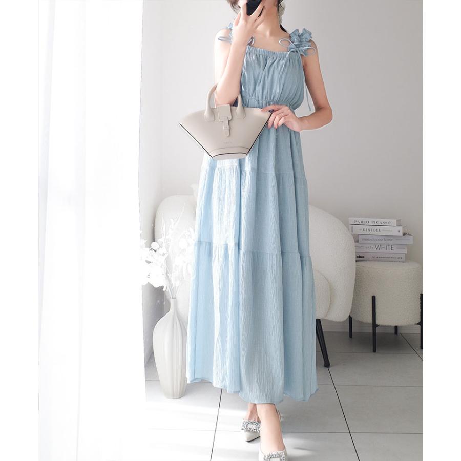 《mily bilet》 ワンピース 夏 レディース フリル ショルダー Aライン キャミワンピース ロング フェミニン エレガント デート お出かけ 2025ss | classicalelf | 12