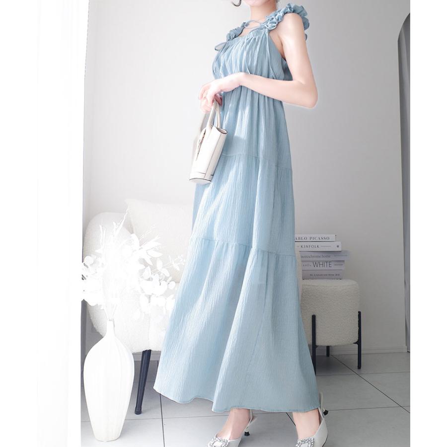 《mily bilet》 ワンピース 夏 レディース フリル ショルダー Aライン キャミワンピース ロング フェミニン エレガント デート お出かけ 2025ss | classicalelf | 13