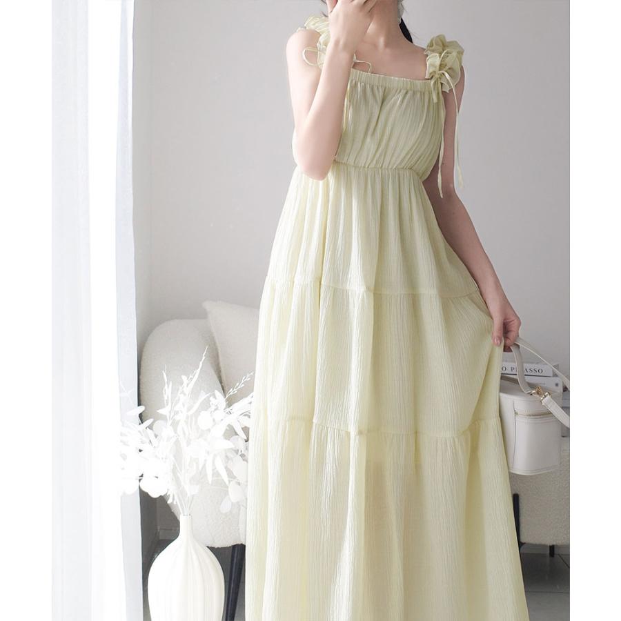 《mily bilet》 ワンピース 夏 レディース フリル ショルダー Aライン キャミワンピース ロング フェミニン エレガント デート お出かけ 2025ss | classicalelf | 16