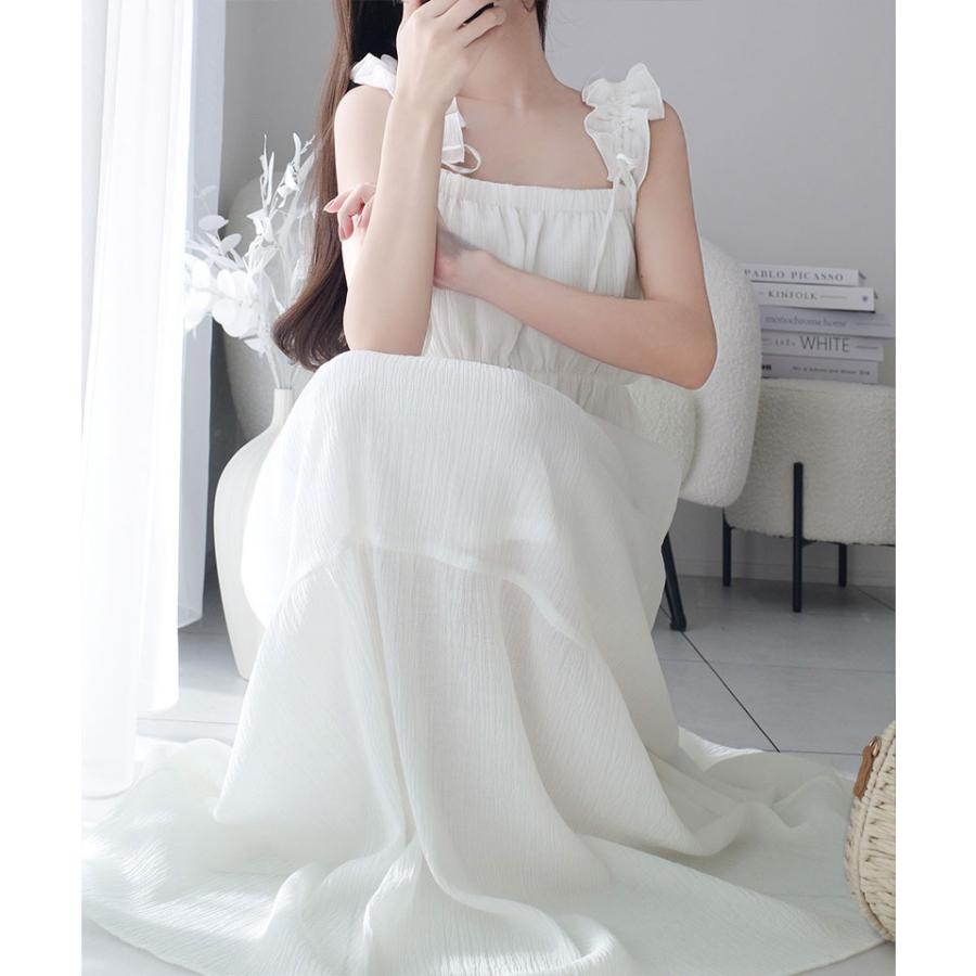 《mily bilet》 ワンピース 夏 レディース フリル ショルダー Aライン キャミワンピース ロング フェミニン エレガント デート お出かけ 2025ss | classicalelf | 05