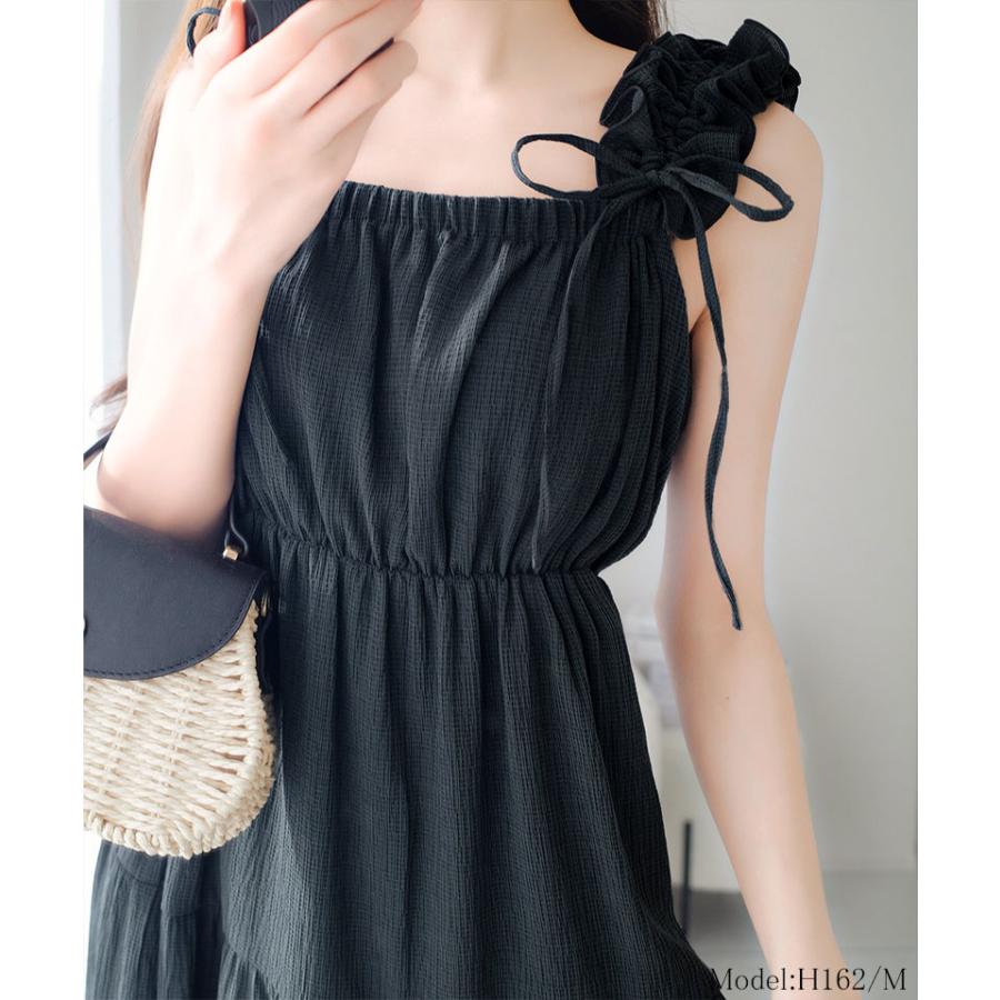 《mily bilet》 ワンピース 夏 レディース フリル ショルダー Aライン キャミワンピース ロング フェミニン エレガント デート お出かけ 2025ss | classicalelf | 07