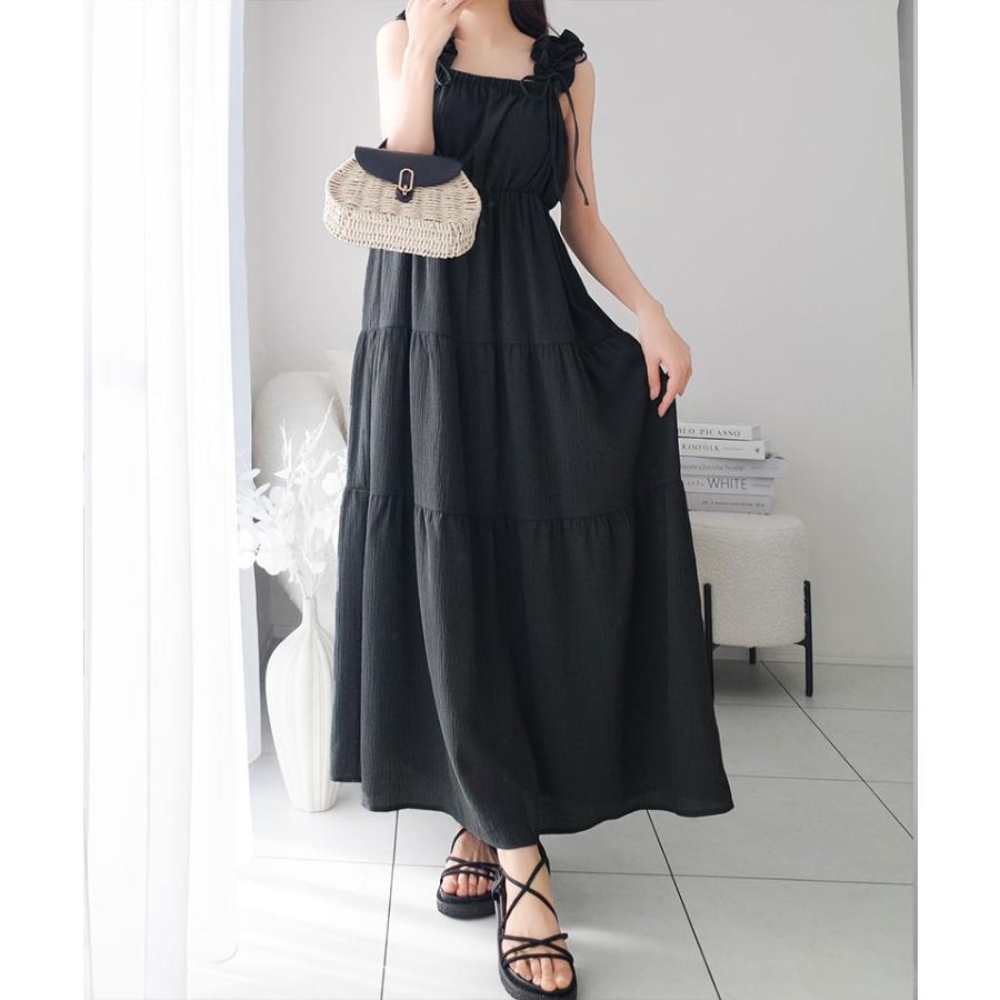 《mily bilet》 ワンピース 夏 レディース フリル ショルダー Aライン キャミワンピース ロング フェミニン エレガント デート お出かけ 2025ss | classicalelf | 08