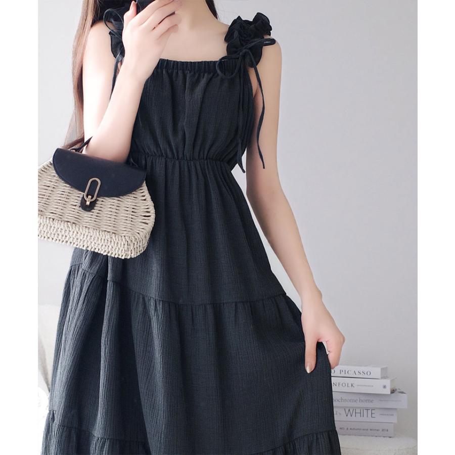 《mily bilet》 ワンピース 夏 レディース フリル ショルダー Aライン キャミワンピース ロング フェミニン エレガント デート お出かけ 2025ss | classicalelf | 09