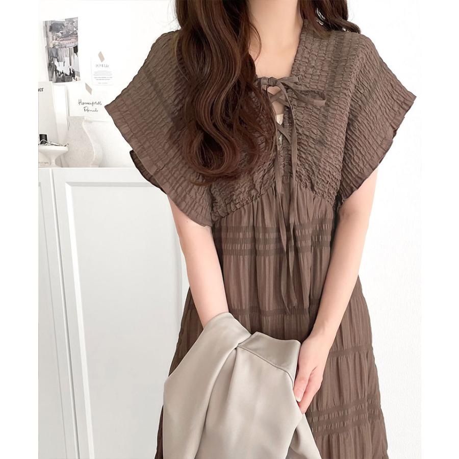 【mily bilet】ワンピース レディース 微光沢 素材 マジョリカ プリーツ ギャザー 使い フレア ワンピ ロング ゆるっと オーバーサイズ 大きいサイズ | classicalelf | 15