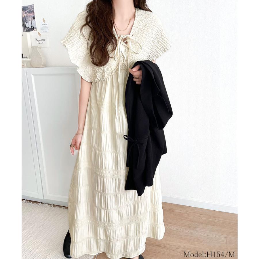 【mily bilet】ワンピース レディース 微光沢 素材 マジョリカ プリーツ ギャザー 使い フレア ワンピ ロング ゆるっと オーバーサイズ 大きいサイズ | classicalelf | 03