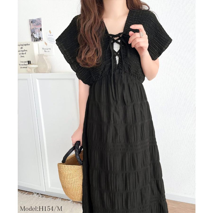 【mily bilet】ワンピース レディース 微光沢 素材 マジョリカ プリーツ ギャザー 使い フレア ワンピ ロング ゆるっと オーバーサイズ 大きいサイズ | classicalelf | 08