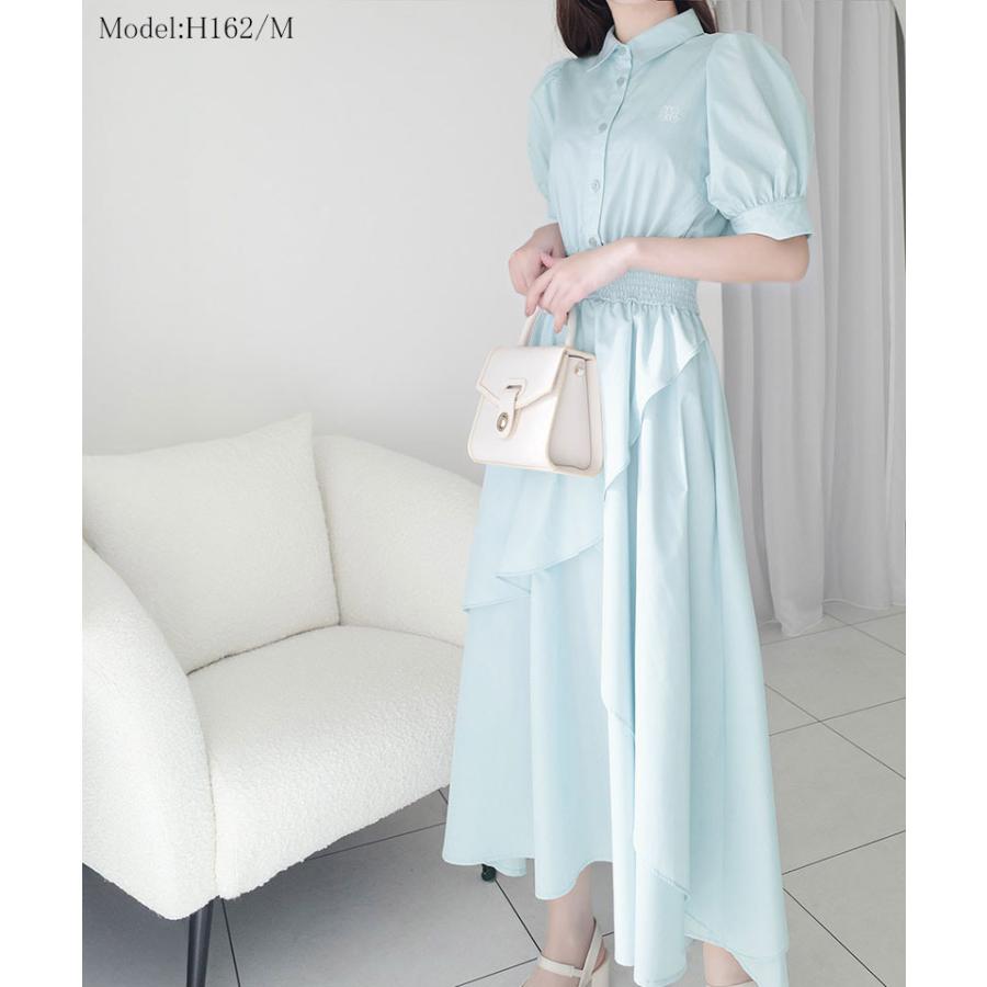 【mily bilet】 ワンピース 夏 レディース フリルスカート シャツワンピース 胸刺繍 上品 可愛らしい デート フェミニン 快適 肌に優しい 大きいサイズ | classicalelf | 12