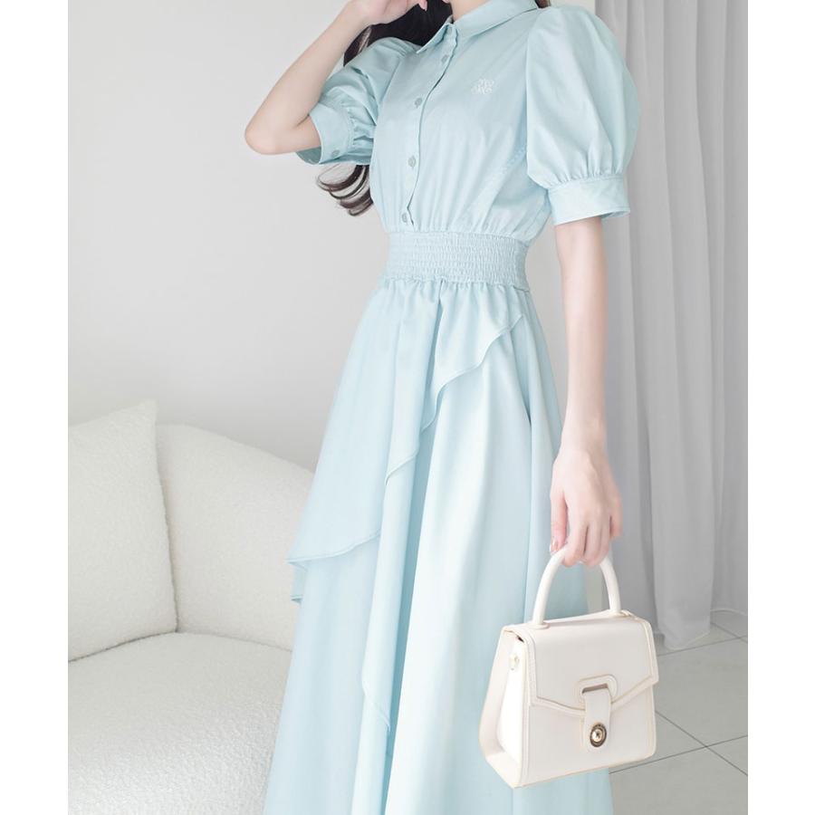 【mily bilet】 ワンピース 夏 レディース フリルスカート シャツワンピース 胸刺繍 上品 可愛らしい デート フェミニン 快適 肌に優しい 大きいサイズ | classicalelf | 14