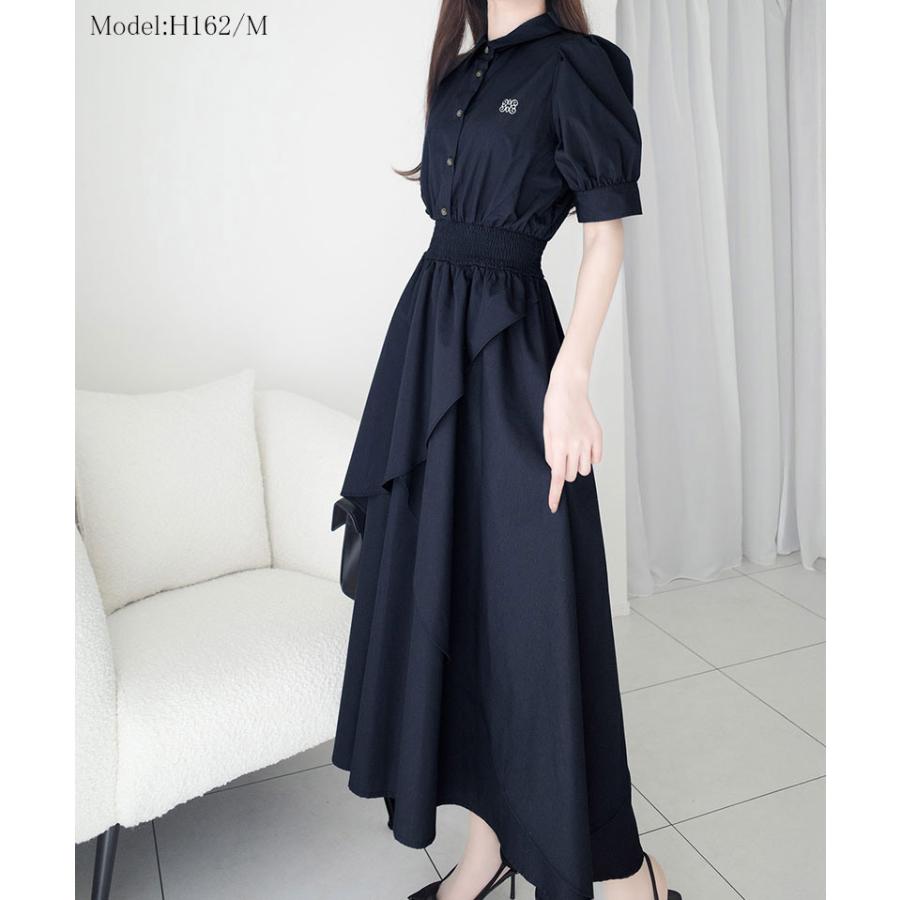 【mily bilet】 ワンピース 夏 レディース フリルスカート シャツワンピース 胸刺繍 上品 可愛らしい デート フェミニン 快適 肌に優しい 大きいサイズ | classicalelf | 07