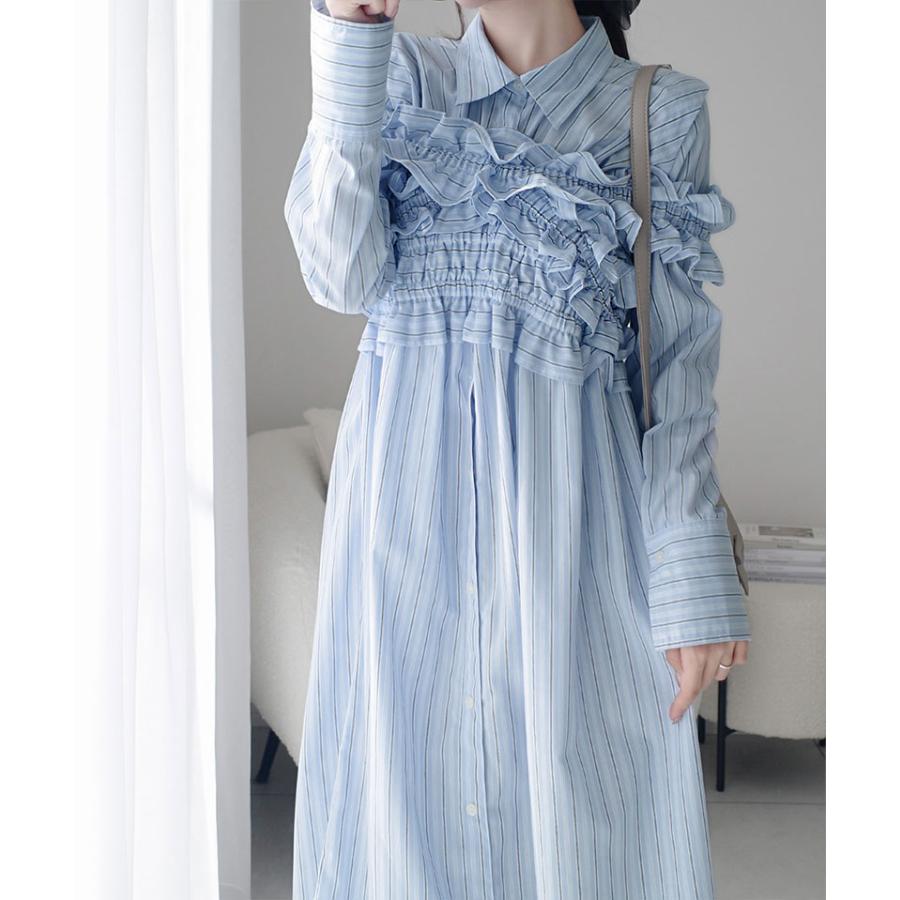 【mily bilet】ワンピース レディース 袖 取外し 可能 マルチウェイ ビスチェ ドッキング ストライプ シャツワンピ 着回し レイヤードコーデ | classicalelf | 11