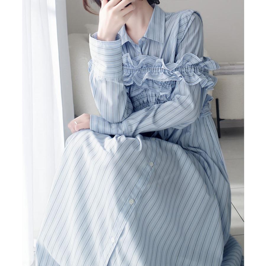 【mily bilet】ワンピース レディース 袖 取外し 可能 マルチウェイ ビスチェ ドッキング ストライプ シャツワンピ 着回し レイヤードコーデ | classicalelf | 12