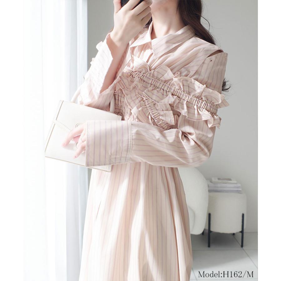 【mily bilet】ワンピース レディース 袖 取外し 可能 マルチウェイ ビスチェ ドッキング ストライプ シャツワンピ 着回し レイヤードコーデ | classicalelf | 13