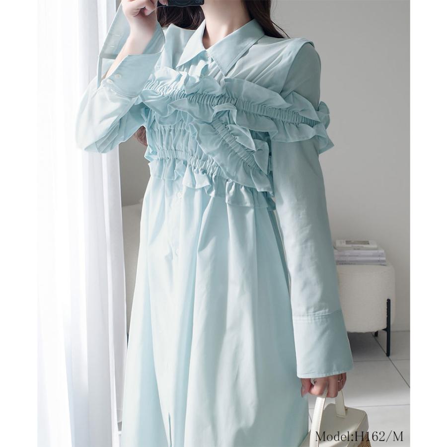 【mily bilet】ワンピース レディース 袖 取外し 可能 マルチウェイ ビスチェ ドッキング ストライプ シャツワンピ 着回し レイヤードコーデ | classicalelf | 03