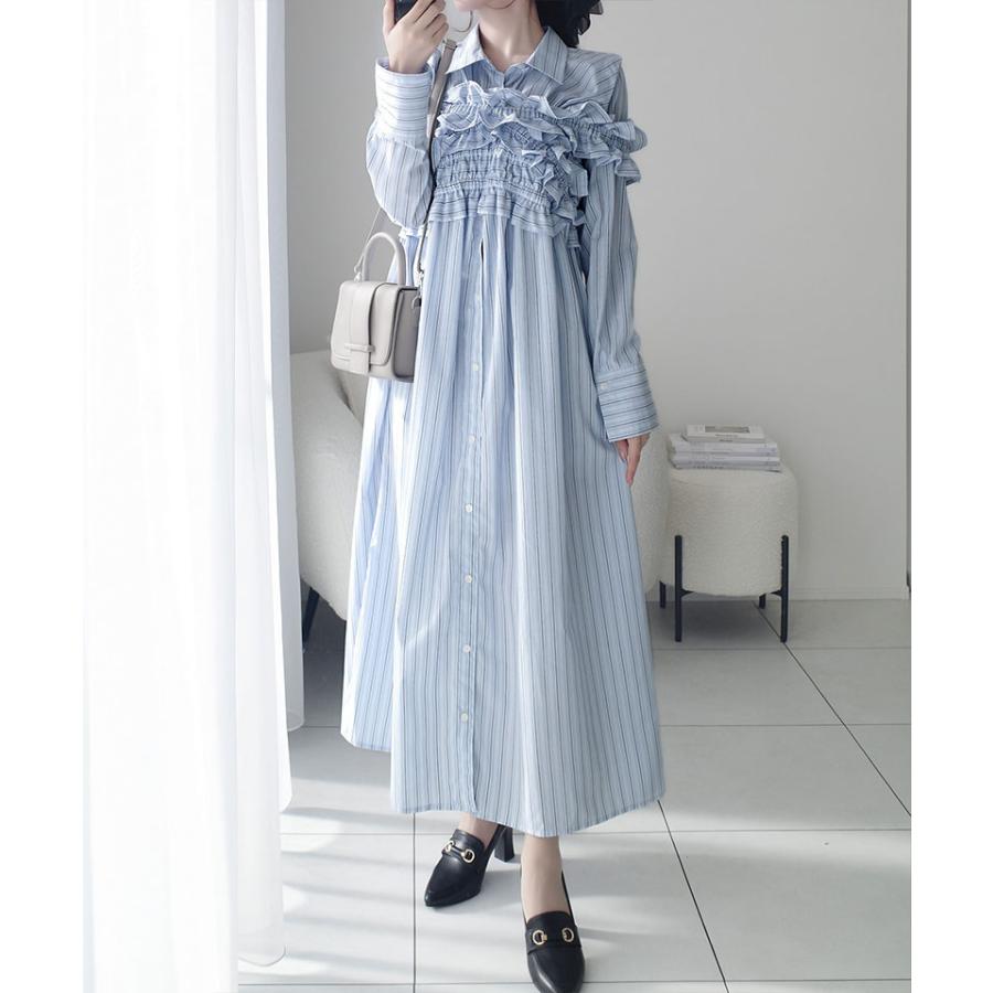 【mily bilet】ワンピース レディース 袖 取外し 可能 マルチウェイ ビスチェ ドッキング ストライプ シャツワンピ 着回し レイヤードコーデ | classicalelf | 09