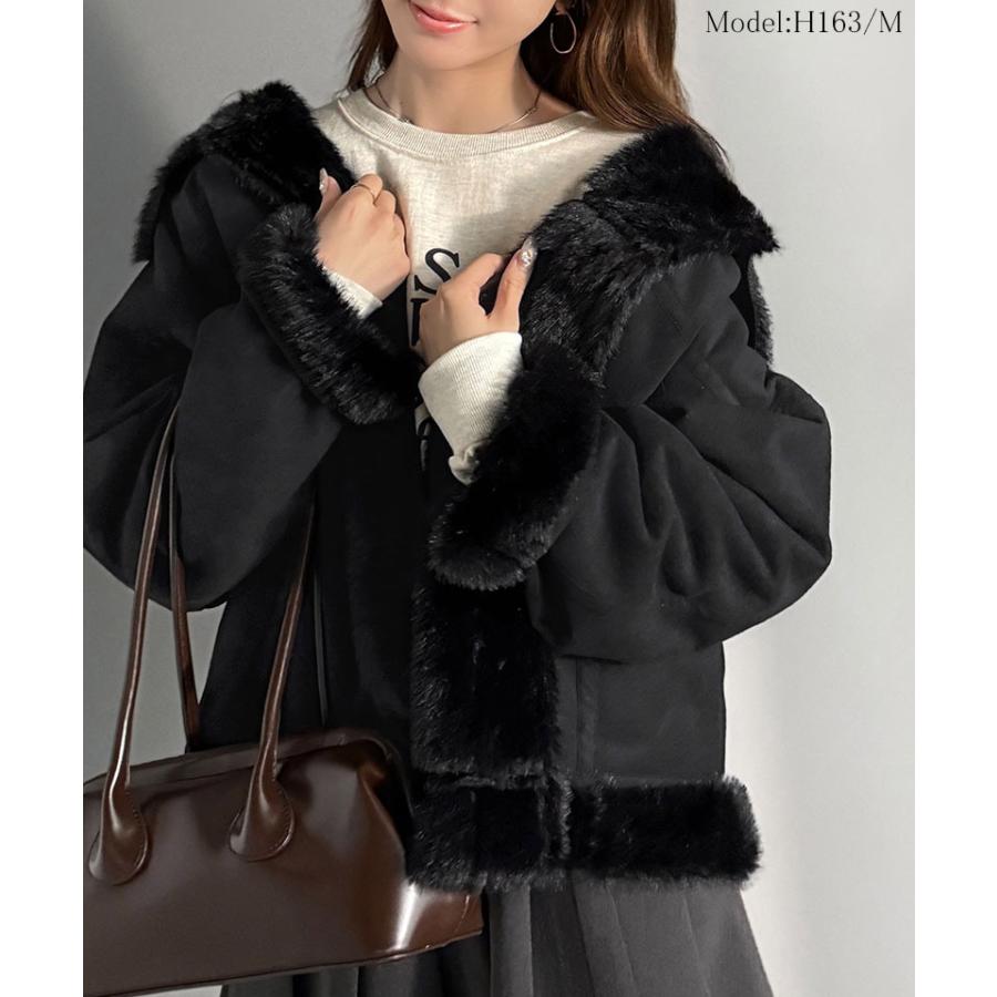 【mily bilet】アウター コート レディース ファー切り替え スウェードライク ミドル丈 上品 主役級 ふわふわ スウェード調 オーバーシルエット | classicalelf | 09