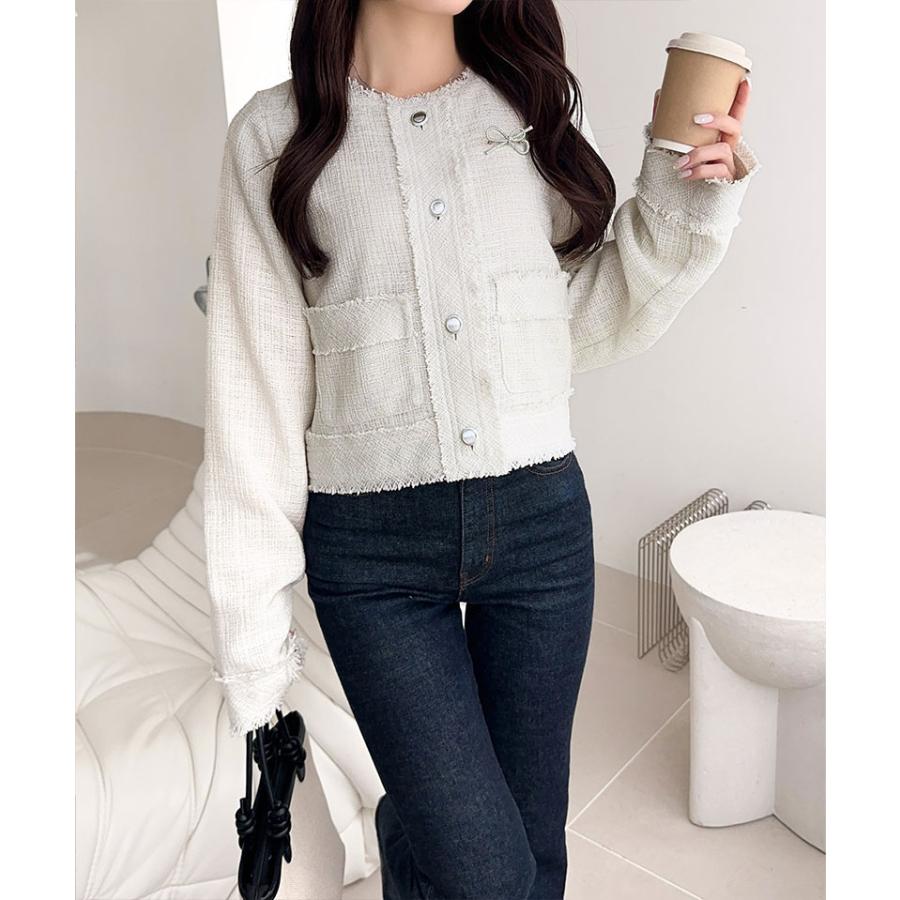 【mily bilet】アウター レディース 秋 ジャケット レディース リボン ブローチ フリンジ 使い 長袖 ラメ 入り ツイード ジJK フォーマル 上着 大きいサイズ | classicalelf | 07