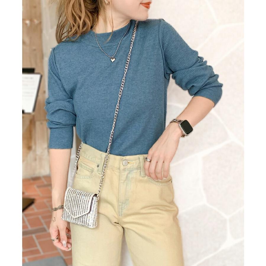 【mily bilet】 トップス ニット レディース 2way オープン ショルダー リブニット 無地 ボーダー 柄肩 ボタン 程よい 肌見せ ハイネック | classicalelf | 10