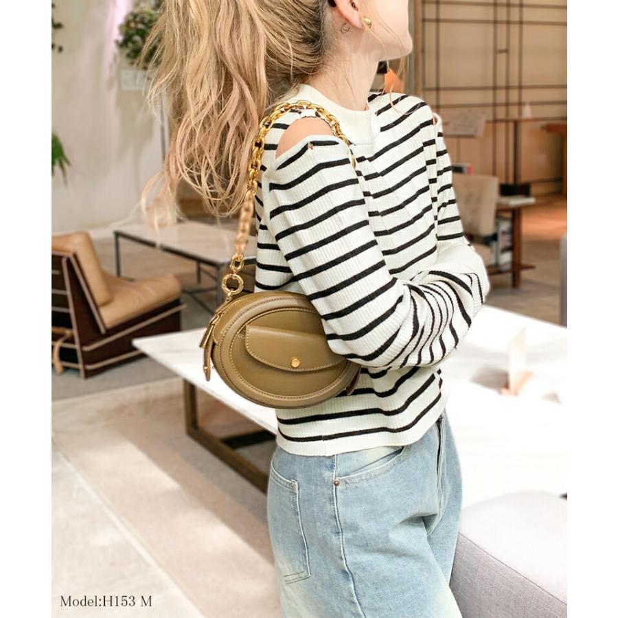 【mily bilet】 トップス ニット レディース 2way オープン ショルダー リブニット 無地 ボーダー 柄肩 ボタン 程よい 肌見せ ハイネック | classicalelf | 12