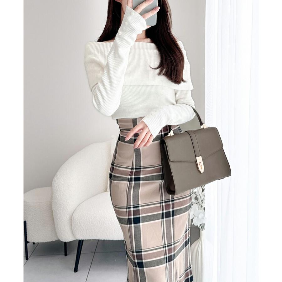 【mily bilet】 トップス ニット レディース シェル風 袖 ボタン オフショルダー もっちり リブニット やわらか 伸縮性 レイヤードコーデ | classicalelf | 05