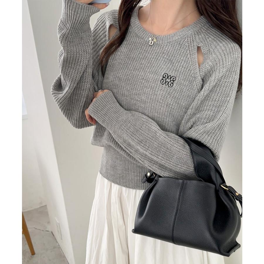 【mily bilet】 トップス ニット レディース リブニット 肩スリット カットアウト 胸刺繍 ヘルシー 肌見せ 着回し レイヤードコーデ 大きいサイズ | classicalelf | 11