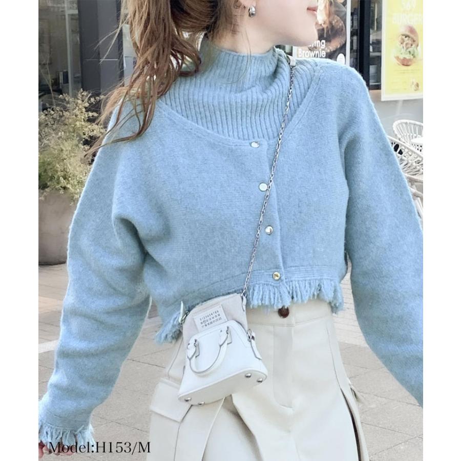 【mily bilet】 トップス カーディガン レディース ニット セットアンサンブル リブニット 裾フリンジ オフショル 2way仕様 アンサンブル ゆったり | classicalelf | 10