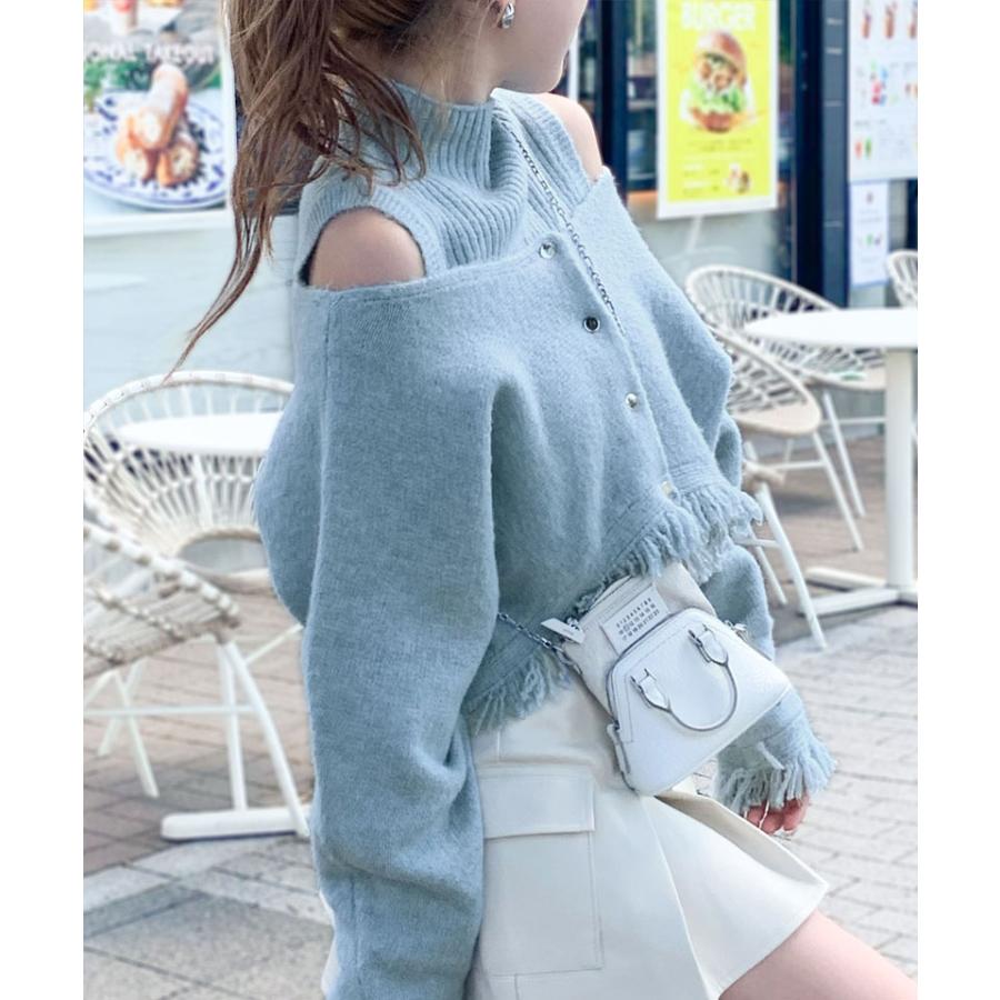【mily bilet】 トップス カーディガン レディース ニット セットアンサンブル リブニット 裾フリンジ オフショル 2way仕様 アンサンブル ゆったり | classicalelf | 11