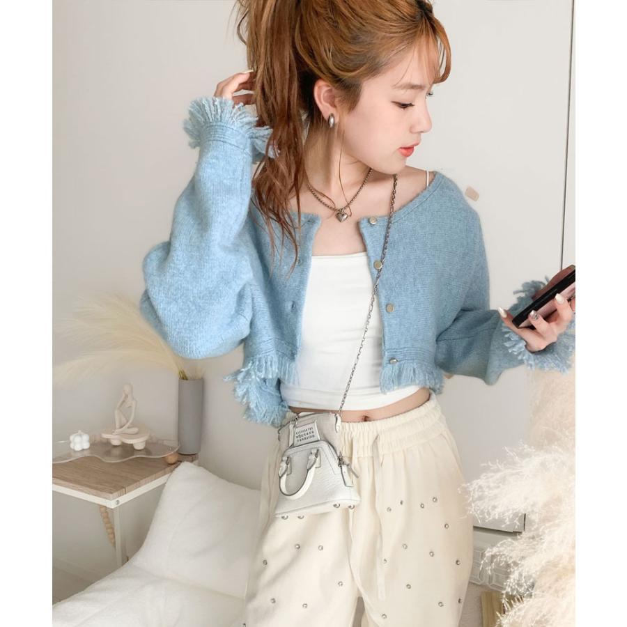 【mily bilet】 トップス カーディガン レディース ニット セットアンサンブル リブニット 裾フリンジ オフショル 2way仕様 アンサンブル ゆったり | classicalelf | 12