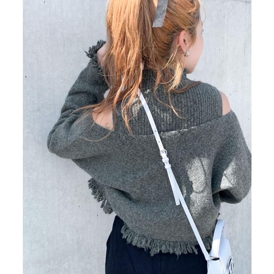 【mily bilet】 トップス カーディガン レディース ニット セットアンサンブル リブニット 裾フリンジ オフショル 2way仕様 アンサンブル ゆったり | classicalelf | 08