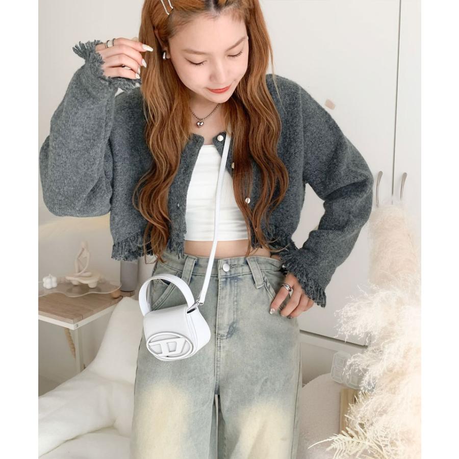 【mily bilet】 トップス カーディガン レディース ニット セットアンサンブル リブニット 裾フリンジ オフショル 2way仕様 アンサンブル ゆったり | classicalelf | 09